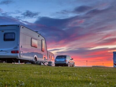 a caravan park in the summer