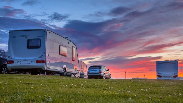 a caravan park in the summer
