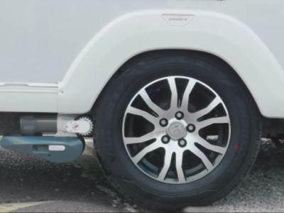 The wheel of a trailer tent vehicle